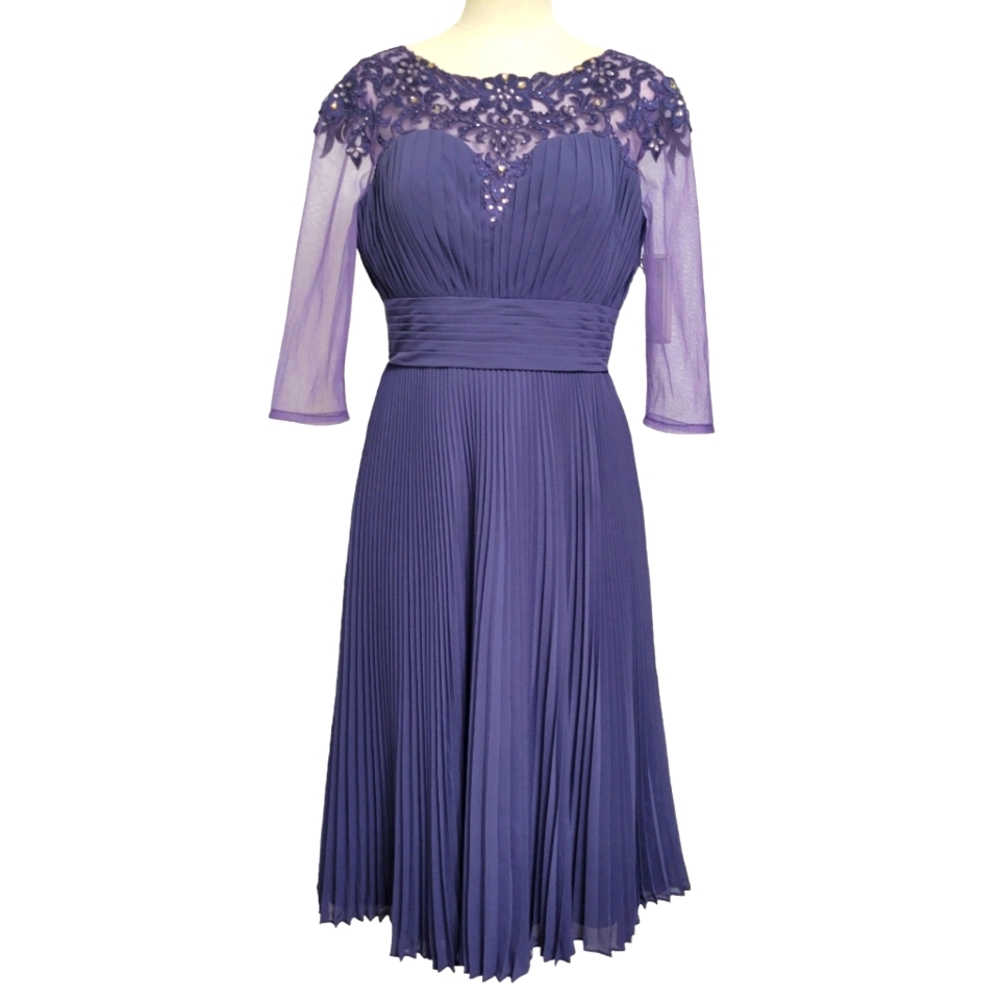 La Perle Purple Dimond Embossed Dress Size 4